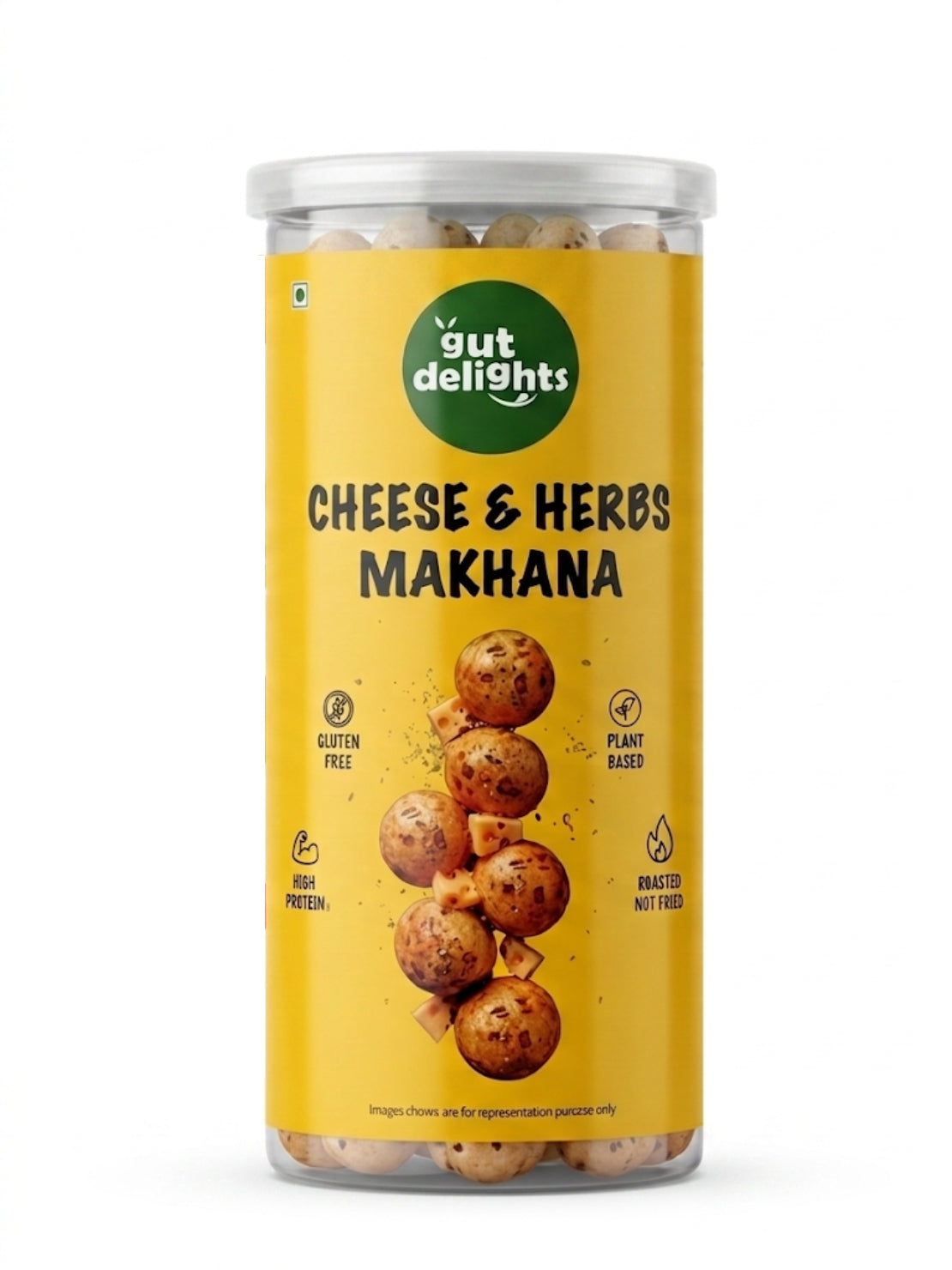 GutDelights Cheese & Herb Roasted Makhana | Crunchy Fox Nuts | High Protein & Gluten-Free Snack | Healthy Anytime Munching
