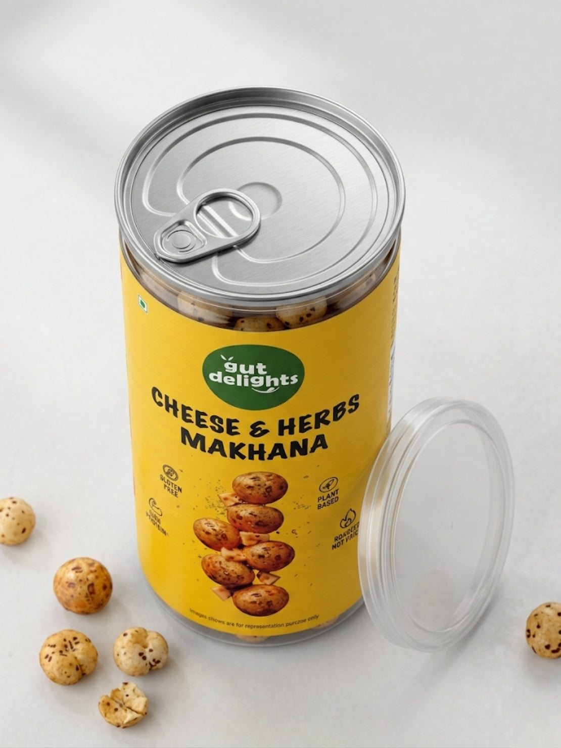 GutDelights Cheese & Herb Roasted Makhana | Crunchy Fox Nuts | High Protein & Gluten-Free Snack | Healthy Anytime Munching