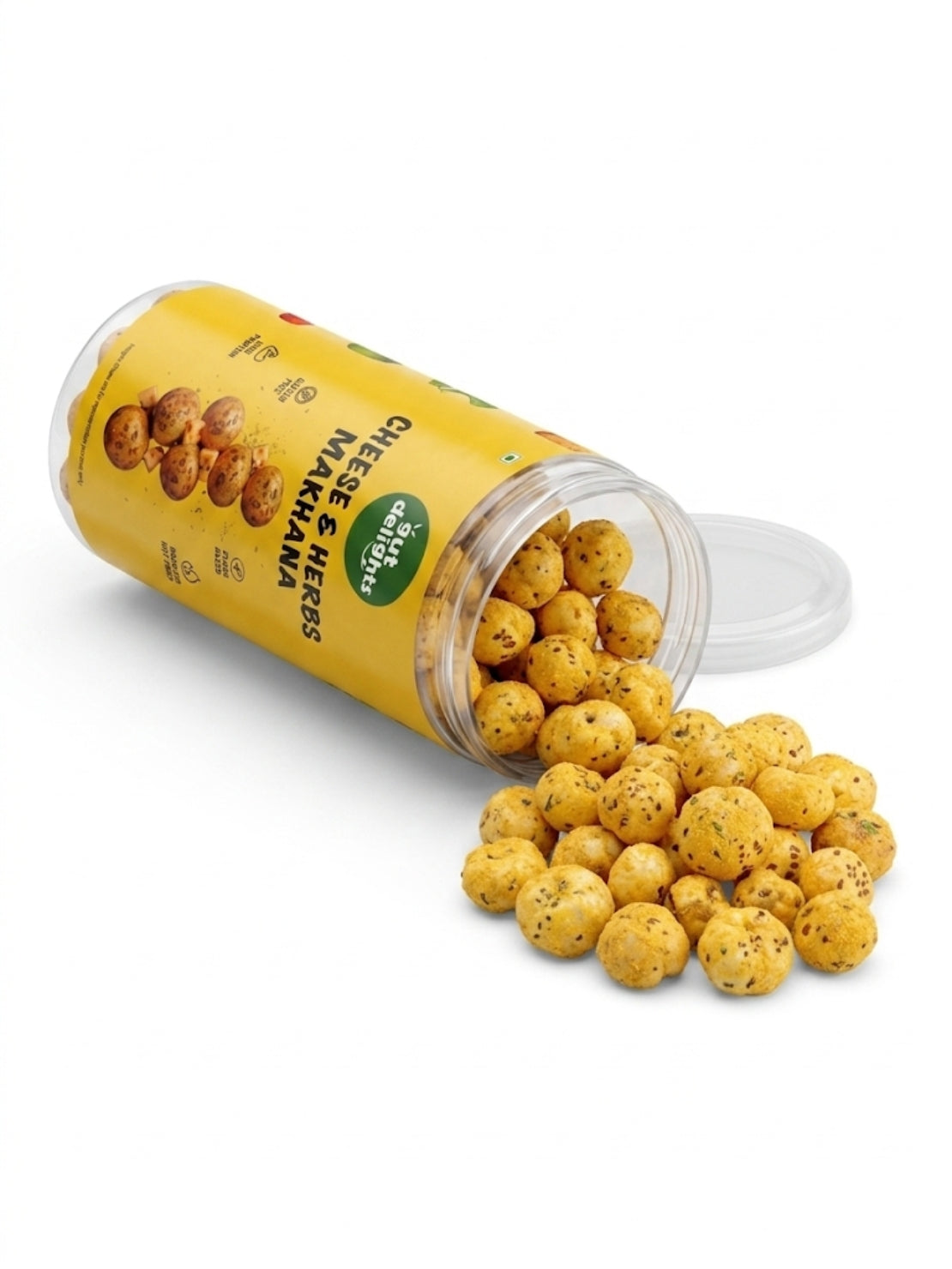 GutDelights Cheese & Herb Roasted Makhana | Crunchy Fox Nuts | High Protein & Gluten-Free Snack | Healthy Anytime Munching