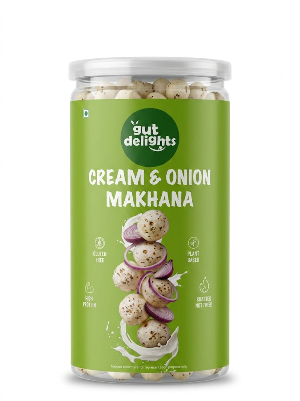 GutDelights Cream & Onion Roasted Makhana | Crunchy Fox Nuts | High Protein & Gluten-Free Snack | Healthy Anytime Munching