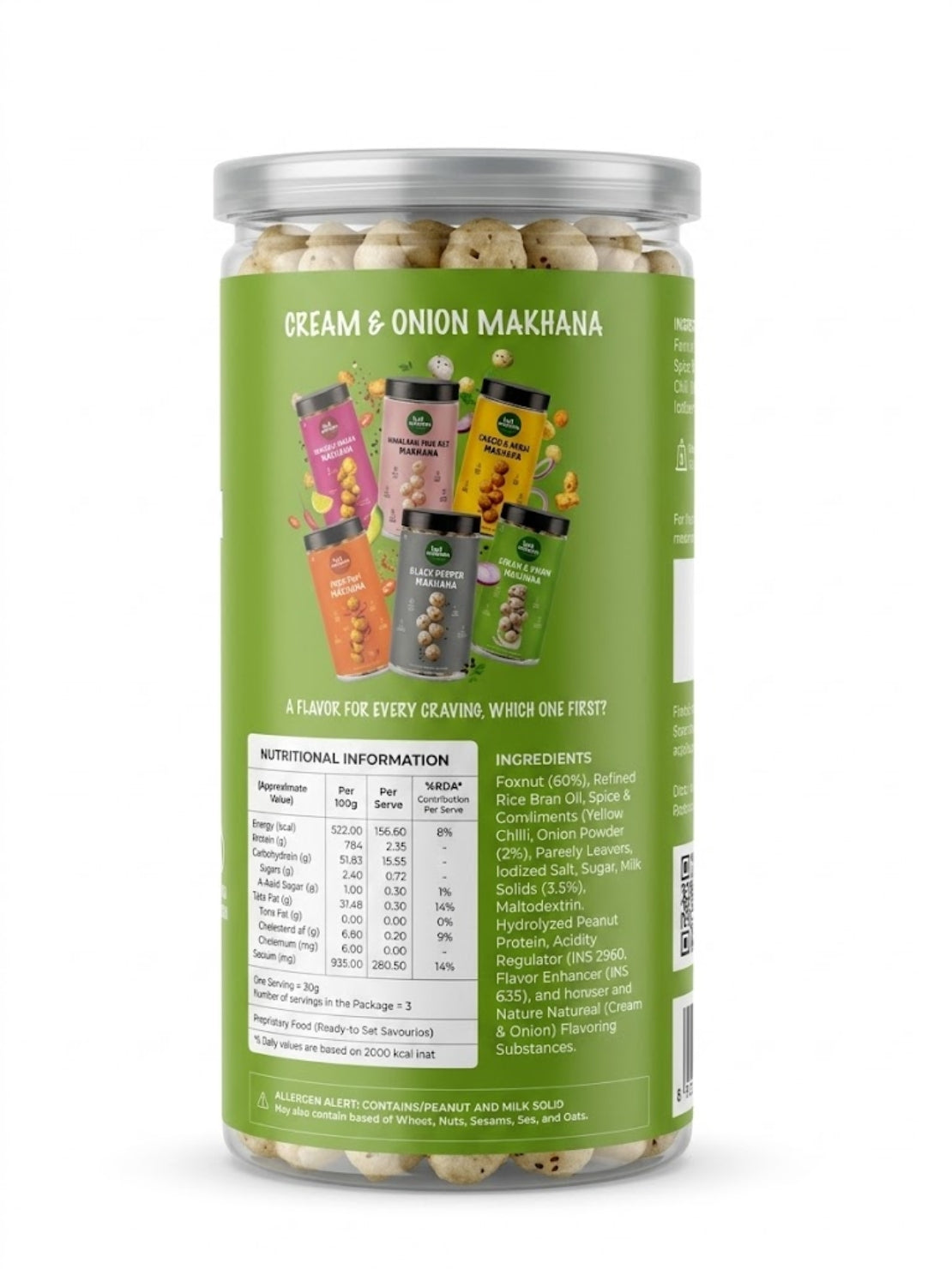 GutDelights Cream & Onion Roasted Makhana | Crunchy Fox Nuts | High Protein & Gluten-Free Snack | Healthy Anytime Munching