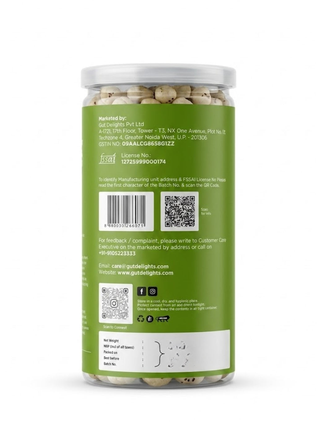 GutDelights Cream & Onion Roasted Makhana | Crunchy Fox Nuts | High Protein & Gluten-Free Snack | Healthy Anytime Munching