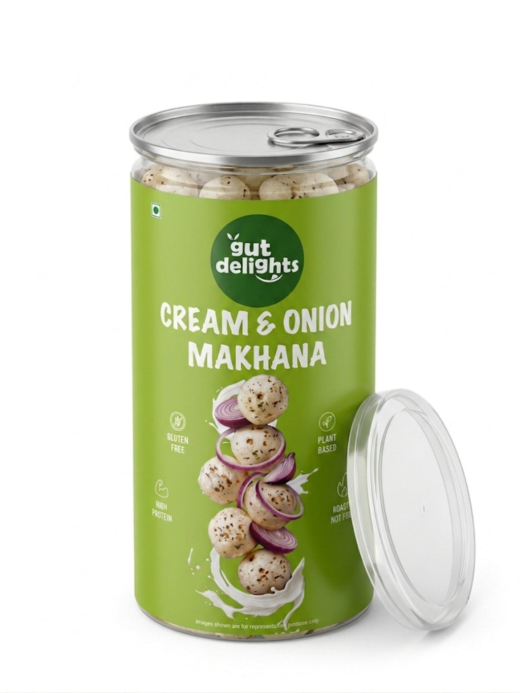 GutDelights Cream & Onion Roasted Makhana | Crunchy Fox Nuts | High Protein & Gluten-Free Snack | Healthy Anytime Munching