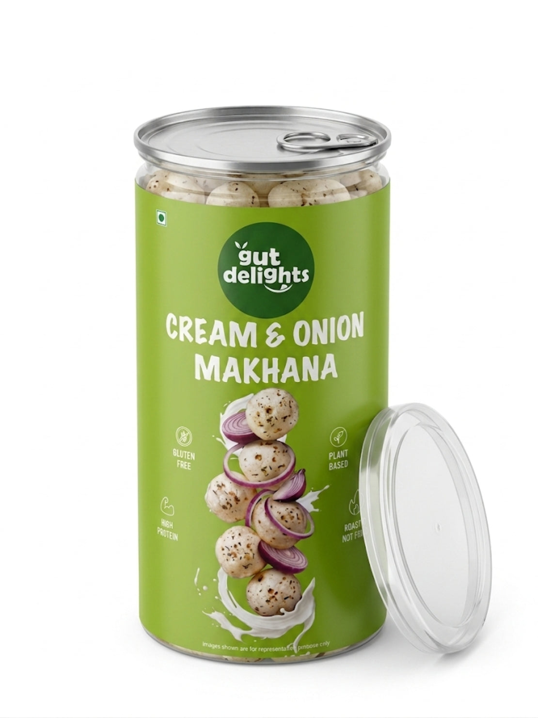 GutDelights Cream & Onion Roasted Makhana | Crunchy Fox Nuts | High Protein & Gluten-Free Snack | Healthy Anytime Munching