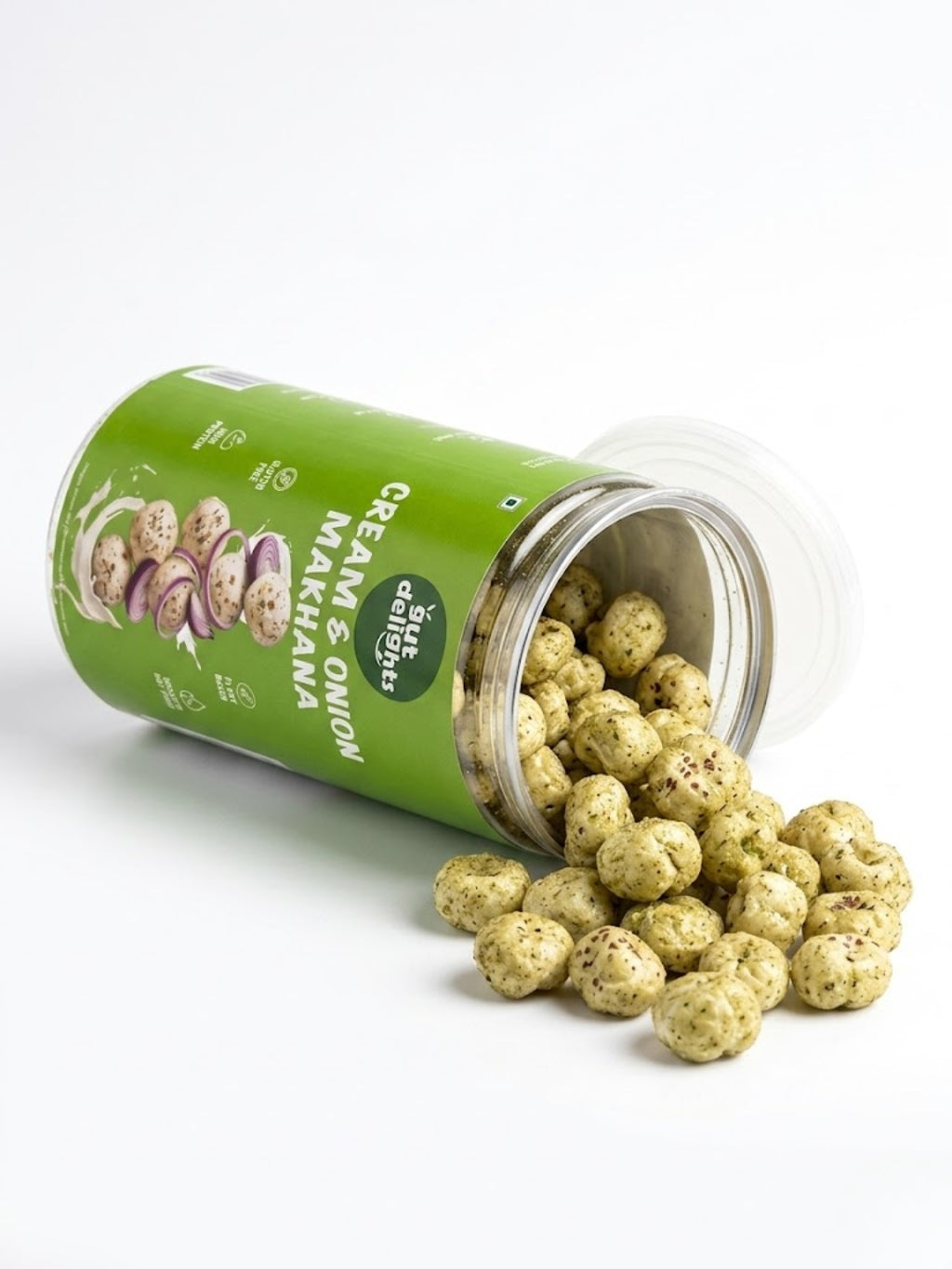 GutDelights Cream & Onion Roasted Makhana | Crunchy Fox Nuts | High Protein & Gluten-Free Snack | Healthy Anytime Munching