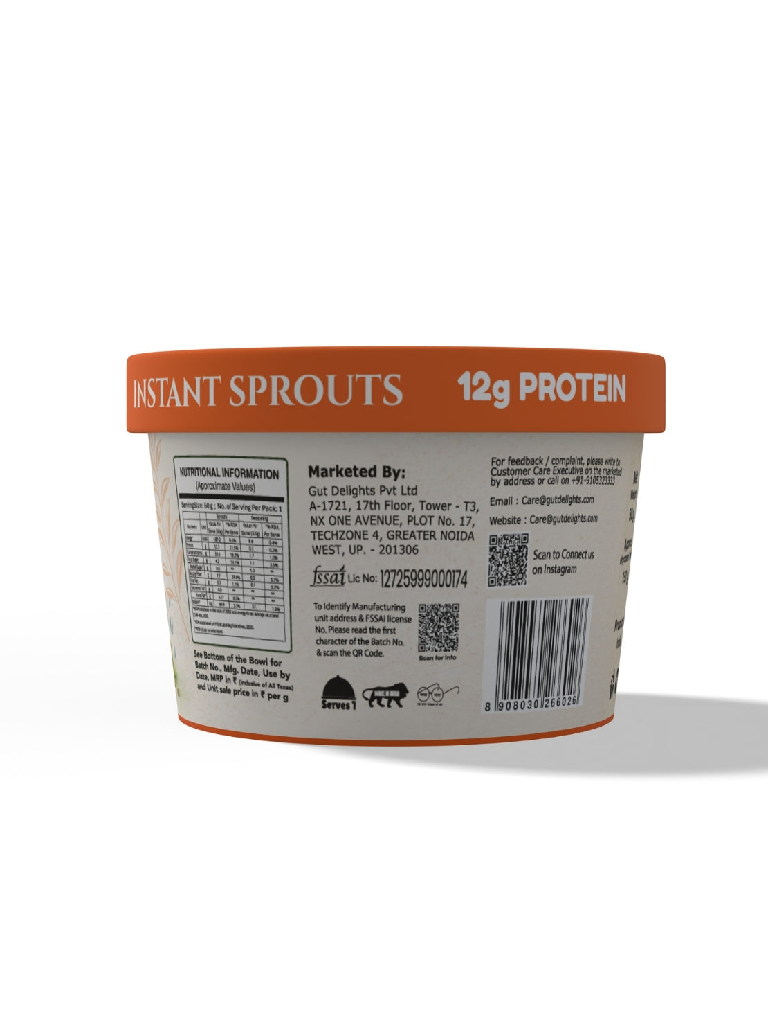 Gutdelights Ready-to-Eat Korean Chilli Sprouts | High Protein Healthy Snack | Plant-Based Nutrition