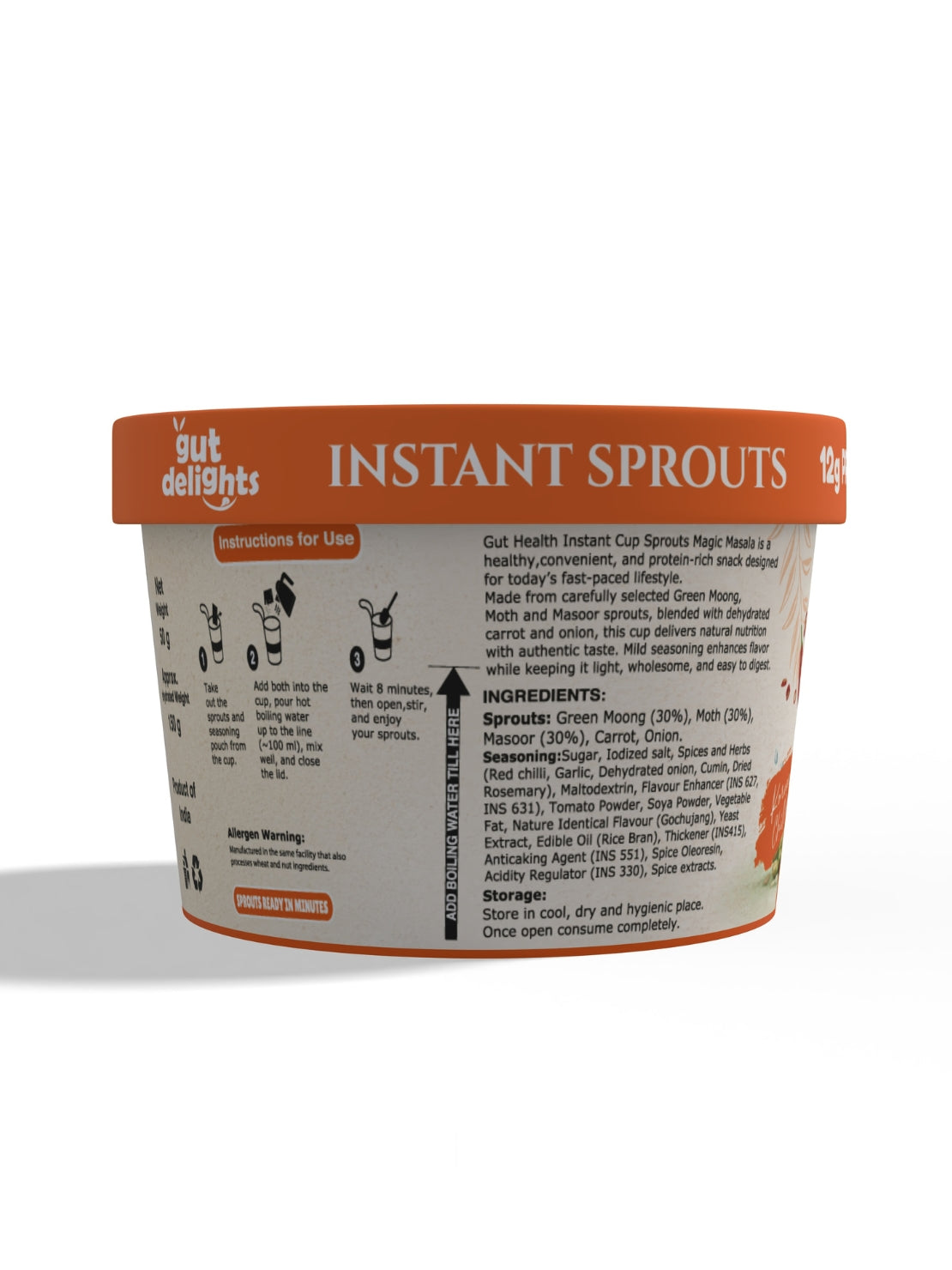 Gutdelights Ready-to-Eat Korean Chilli Sprouts | High Protein Healthy Snack | Plant-Based Nutrition