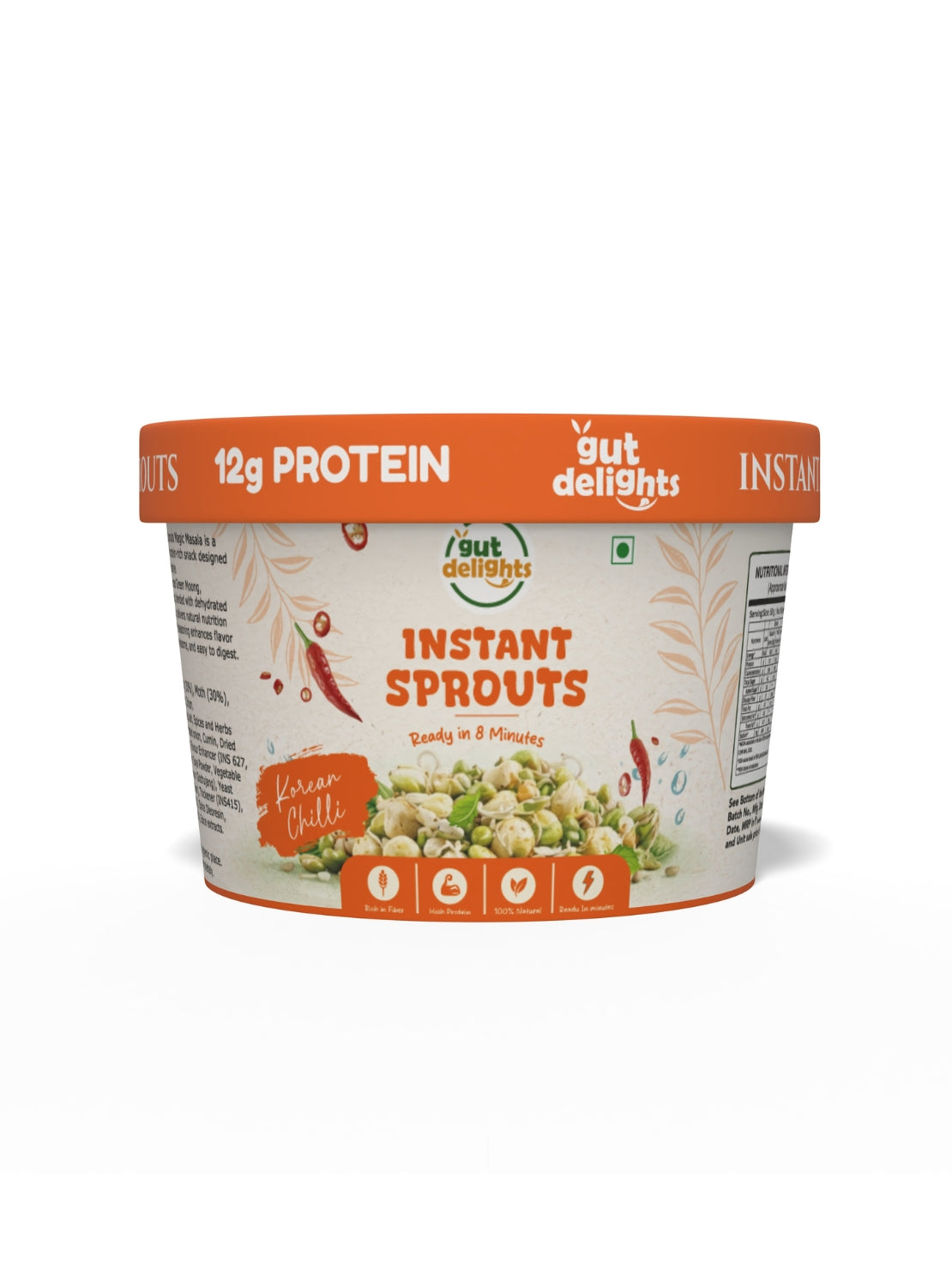 Gutdelights Ready-to-Eat Korean Chilli Sprouts | High Protein Healthy Snack | Plant-Based Nutrition
