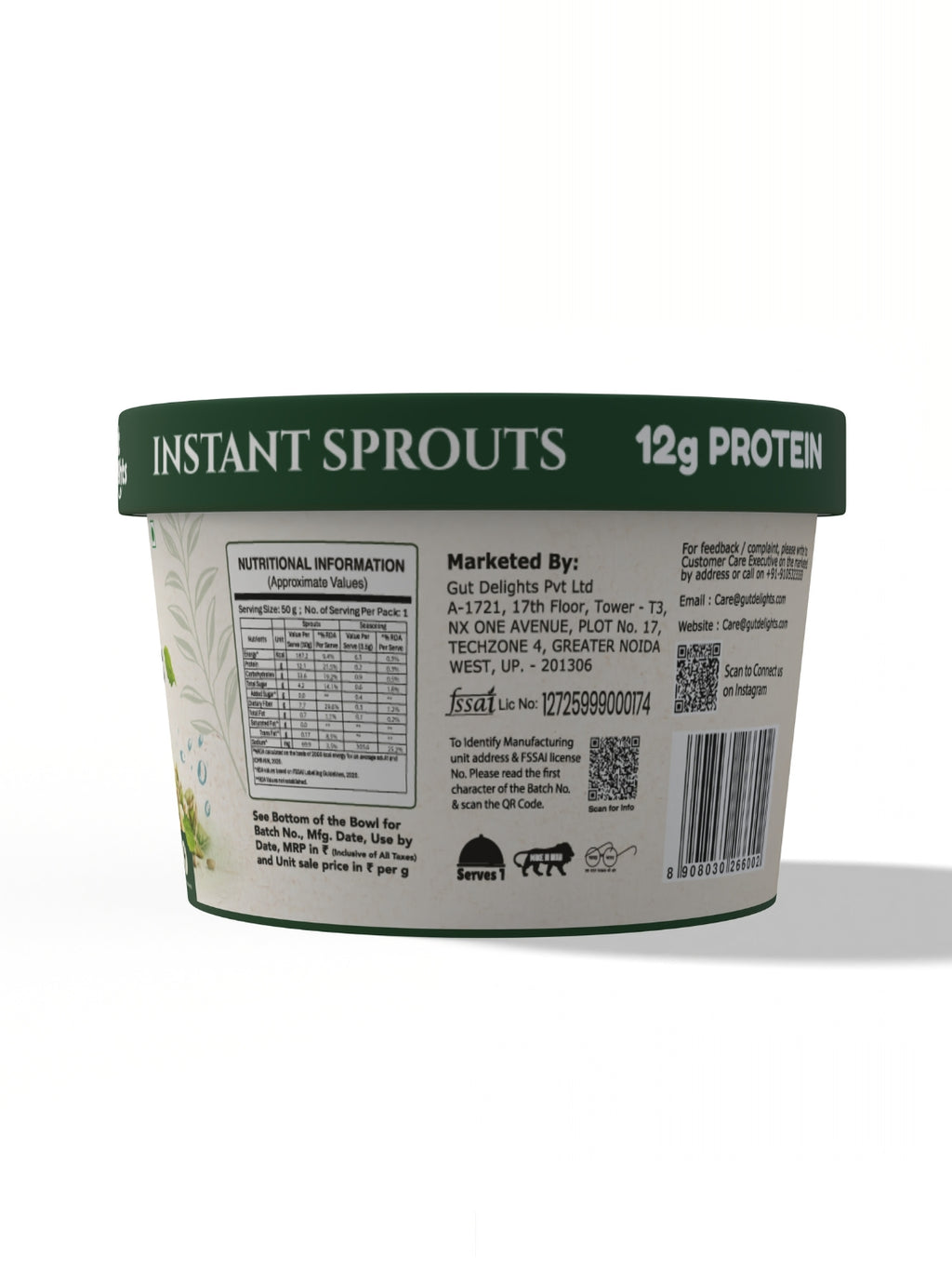 Gutdelights Ready-to-Eat Masala Magic Sprouts | High Protein Healthy Snack | Plant-Based Nutrition