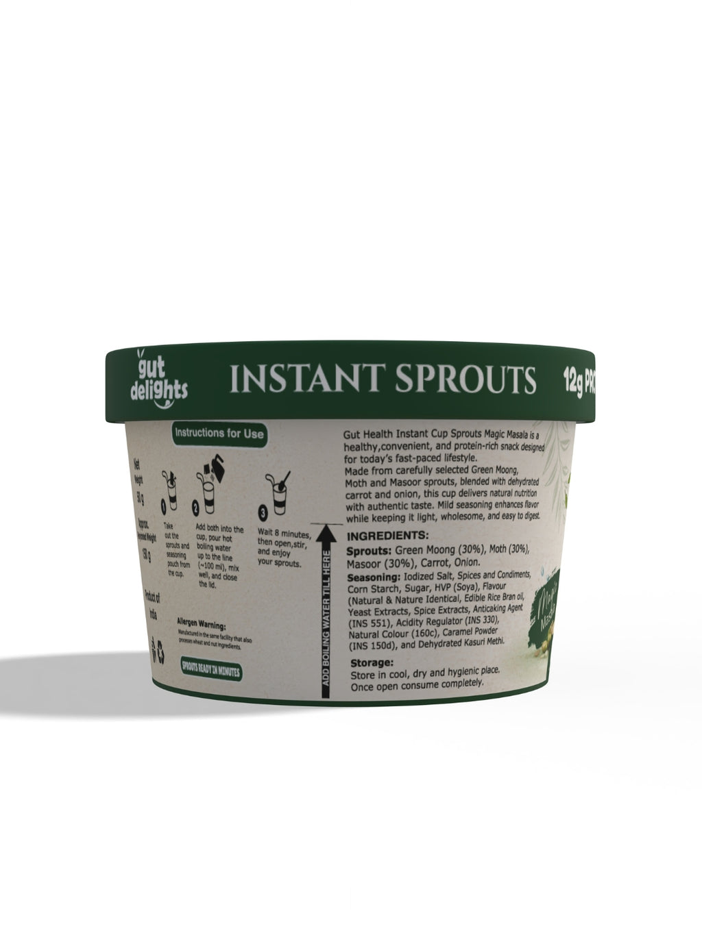 Gutdelights Ready-to-Eat Masala Magic Sprouts | High Protein Healthy Snack | Plant-Based Nutrition