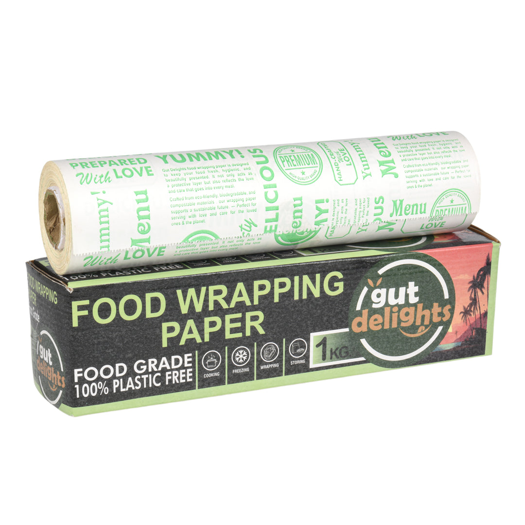 Gutdelights 1 Kilogram (1 KG) Nutri Wrap Food Wrapping Paper, Non-Sticky Butter Paper Roll for Roti Use as Parchment Paper OR Kitchen Roll Paper or roti clothes wrap