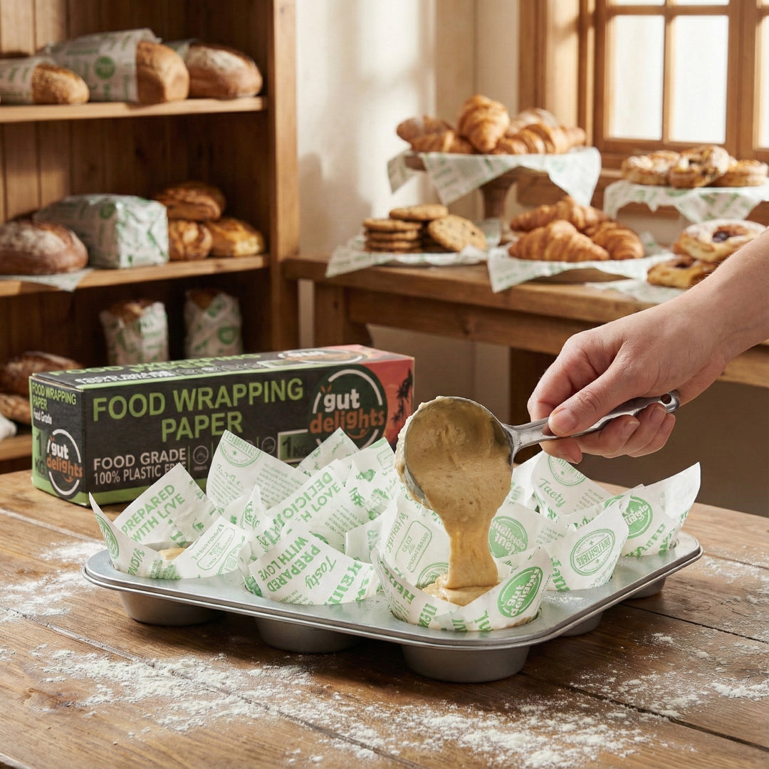 Gutdelights 1 Kilogram (1 KG) Nutri Wrap Food Wrapping Paper, Non-Sticky Butter Paper Roll for Roti Use as Parchment Paper OR Kitchen Roll Paper or roti clothes wrap