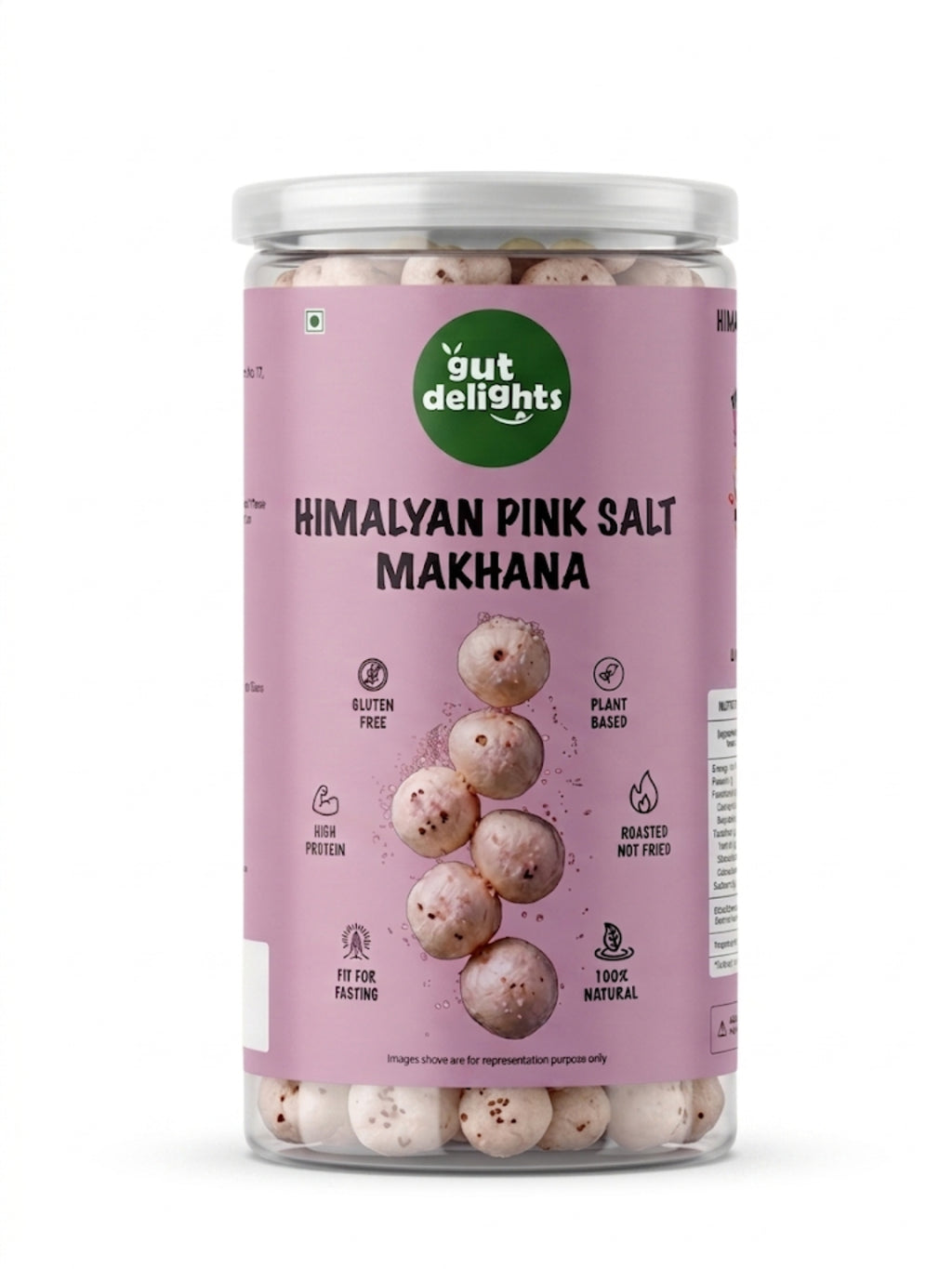 GutDelights Himalyan Pink Salt Roasted Makhana | Crunchy Fox Nuts | High Protein & Gluten-Free Snack | Healthy Anytime Munching