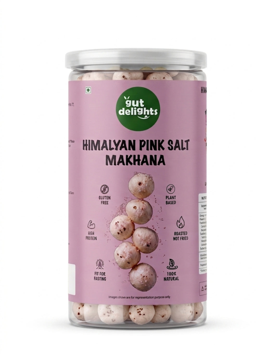 GutDelights Himalyan Pink Salt Roasted Makhana | Crunchy Fox Nuts | High Protein & Gluten-Free Snack | Healthy Anytime Munching