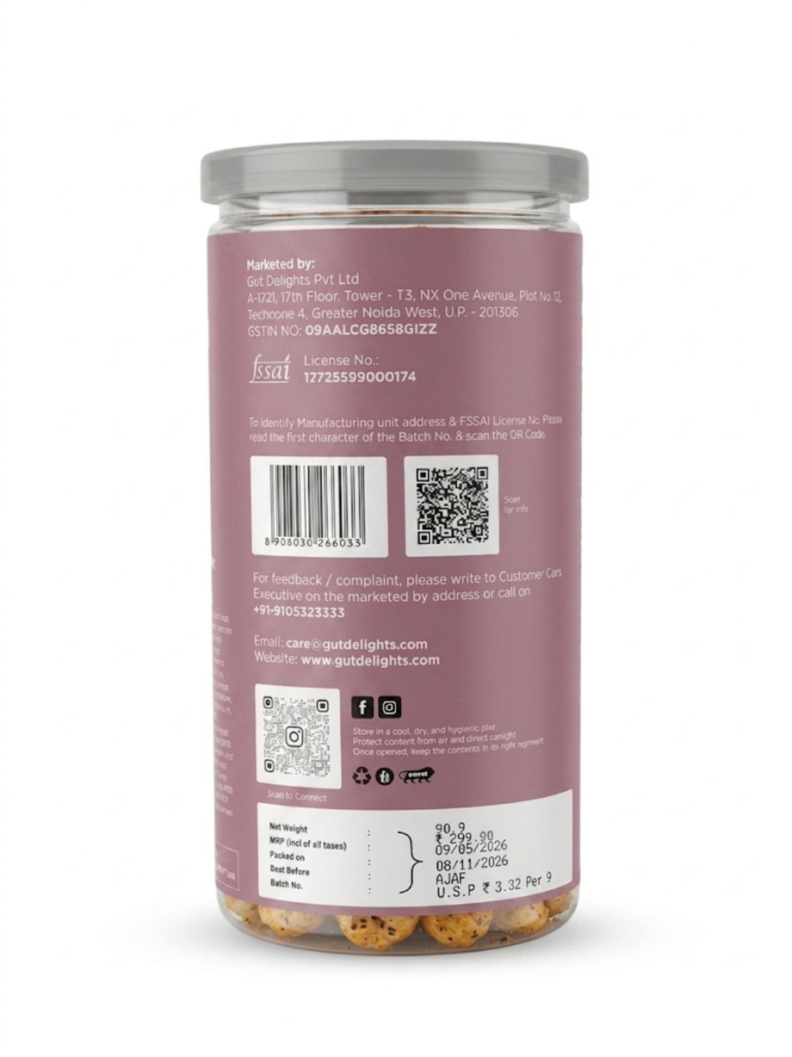 GutDelights Himalyan Pink Salt Roasted Makhana | Crunchy Fox Nuts | High Protein & Gluten-Free Snack | Healthy Anytime Munching