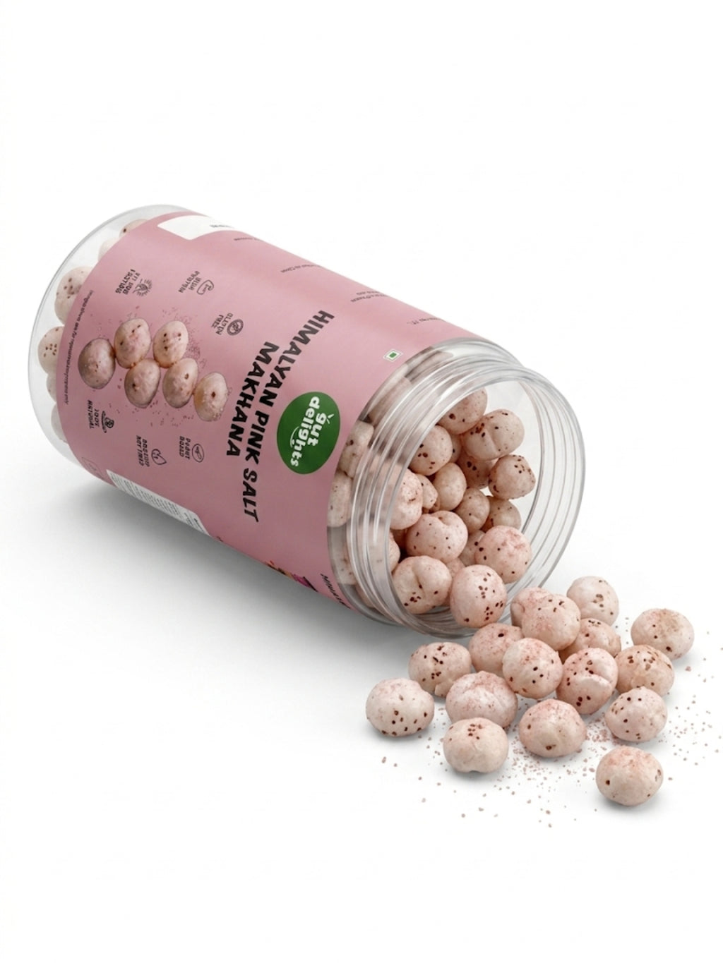 GutDelights Himalyan Pink Salt Roasted Makhana | Crunchy Fox Nuts | High Protein & Gluten-Free Snack | Healthy Anytime Munching