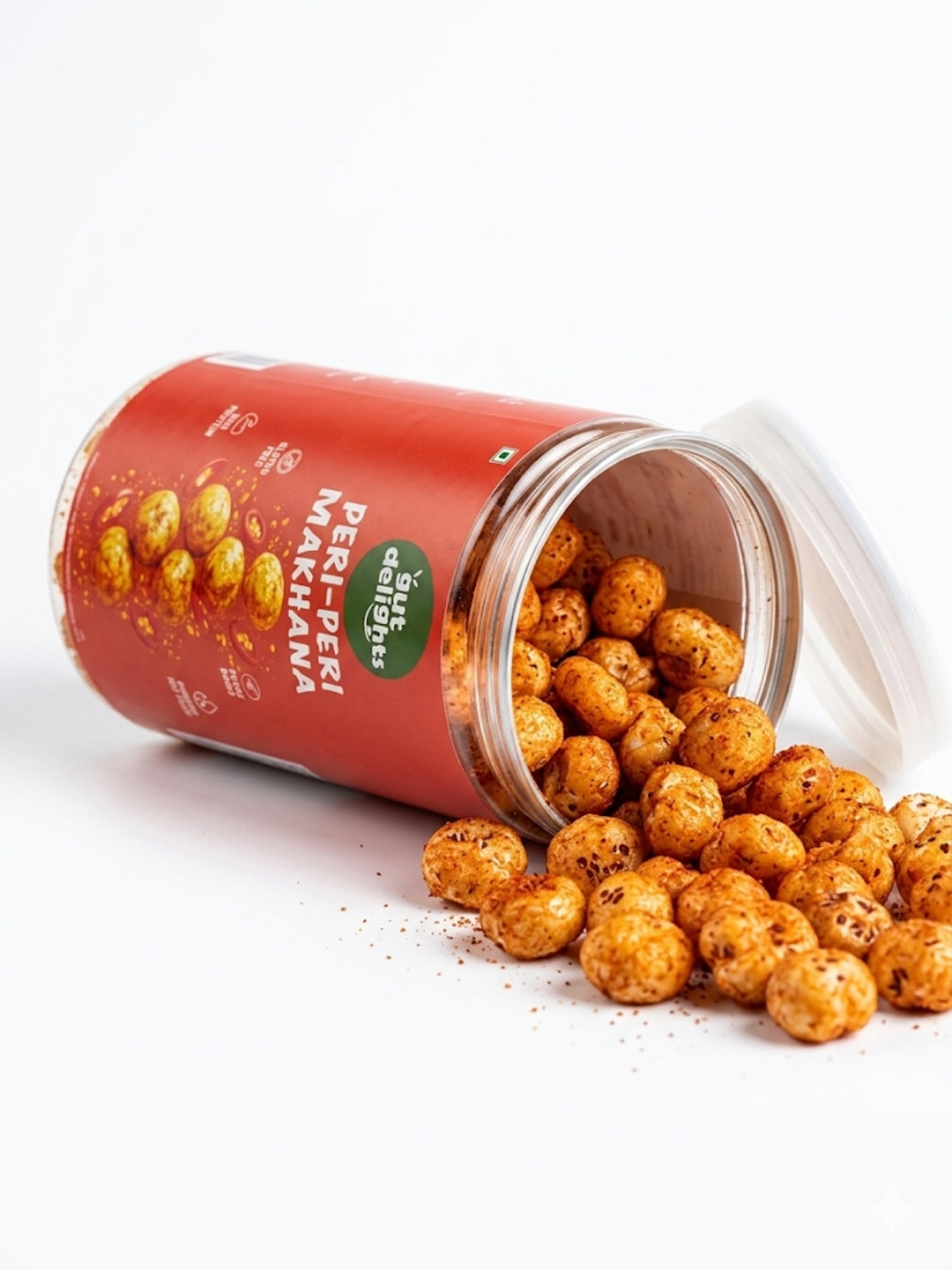 GutDelights Peri-Peri Roasted Makhana | Crunchy Fox Nuts | High Protein & Gluten-Free Snack | Healthy Anytime Munching