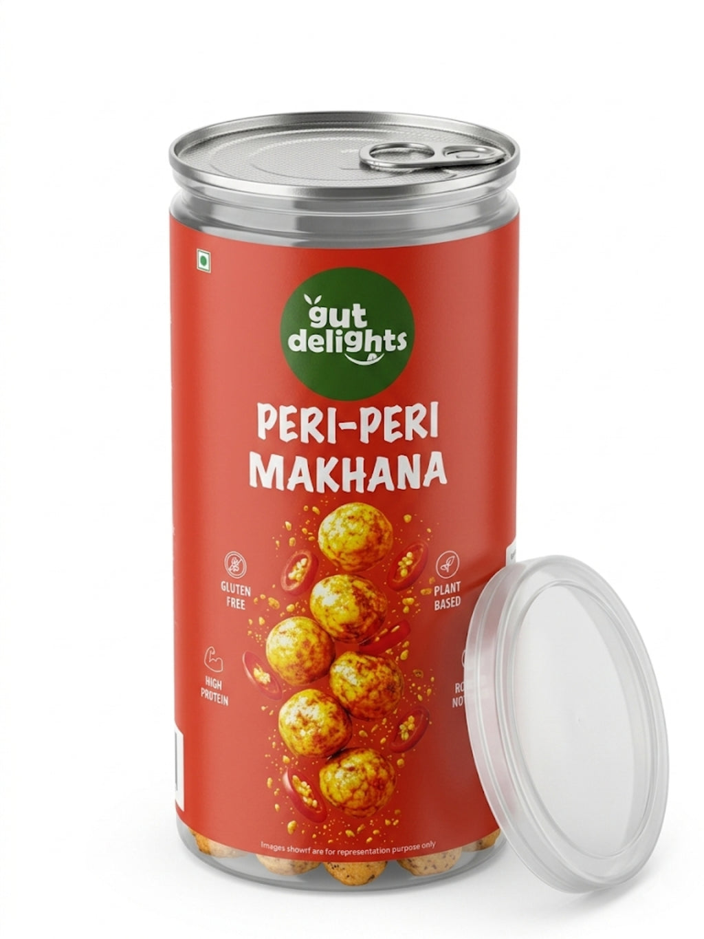 GutDelights Peri-Peri Roasted Makhana | Crunchy Fox Nuts | High Protein & Gluten-Free Snack | Healthy Anytime Munching