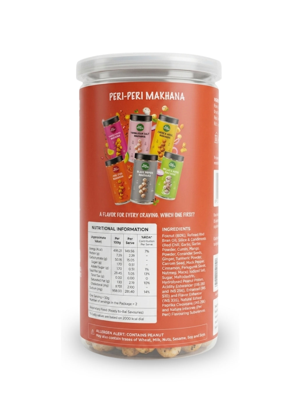 GutDelights Peri-Peri Roasted Makhana | Crunchy Fox Nuts | High Protein & Gluten-Free Snack | Healthy Anytime Munching