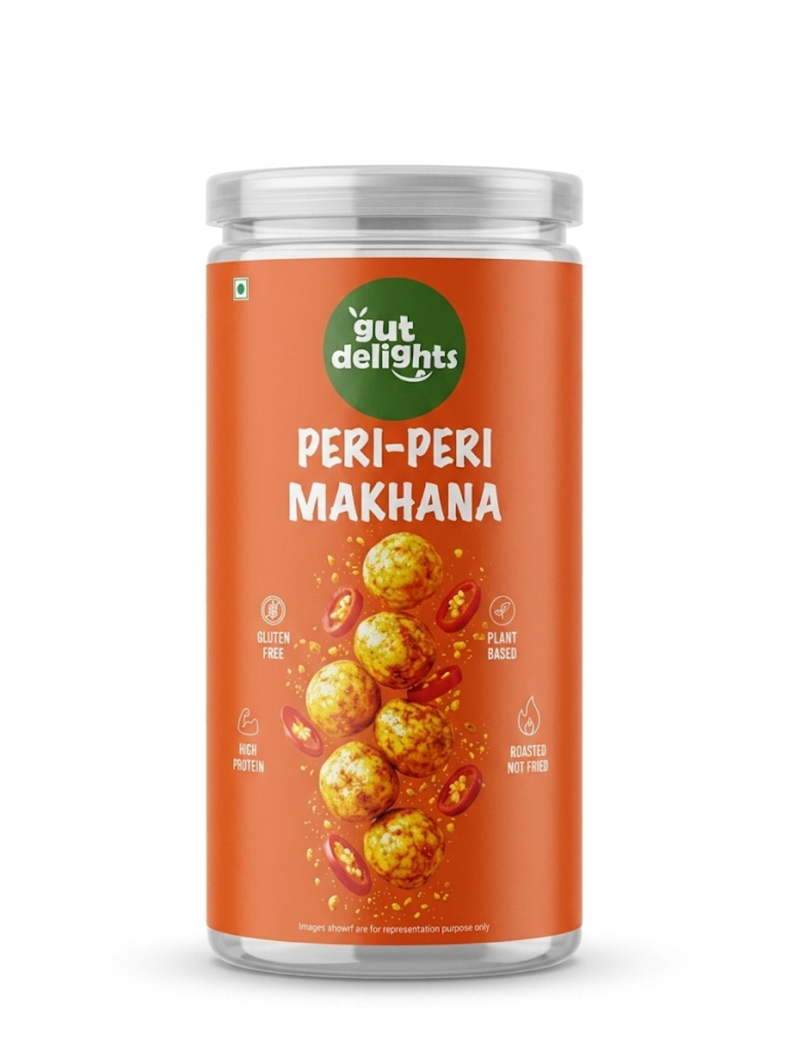 GutDelights Peri-Peri Roasted Makhana | Crunchy Fox Nuts | High Protein & Gluten-Free Snack | Healthy Anytime Munching