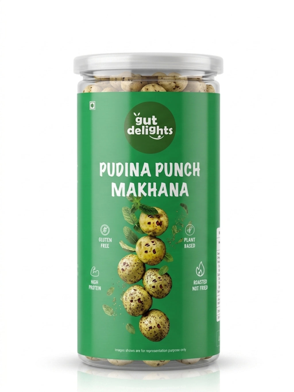GutDelights Pudina Punch Roasted Makhana | Crunchy Fox Nuts | High Protein & Gluten-Free Snack | Healthy Anytime Munching
