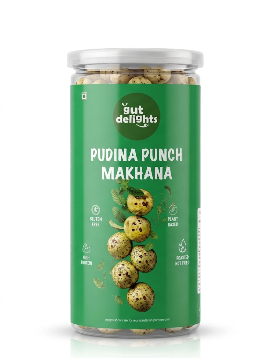 GutDelights Pudina Punch Roasted Makhana | Crunchy Fox Nuts | High Protein & Gluten-Free Snack | Healthy Anytime Munching