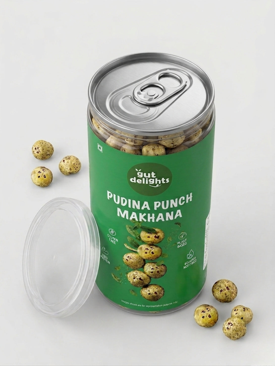 GutDelights Pudina Punch Roasted Makhana | Crunchy Fox Nuts | High Protein & Gluten-Free Snack | Healthy Anytime Munching