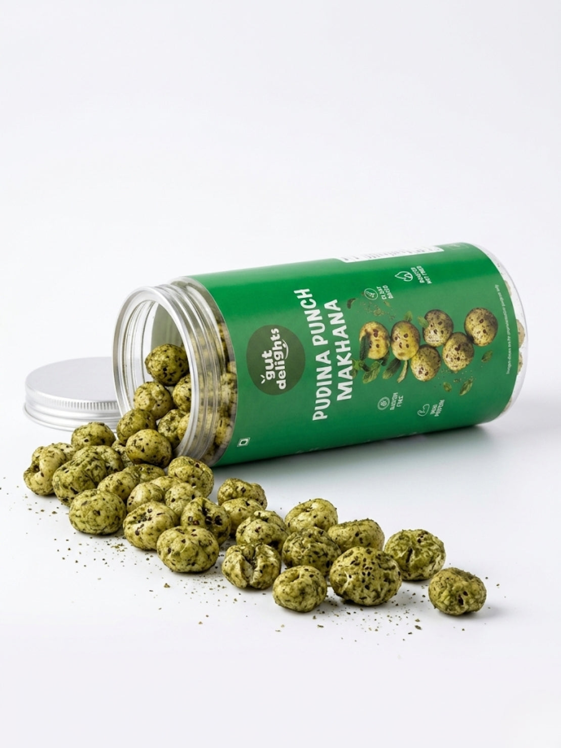 GutDelights Pudina Punch Roasted Makhana | Crunchy Fox Nuts | High Protein & Gluten-Free Snack | Healthy Anytime Munching