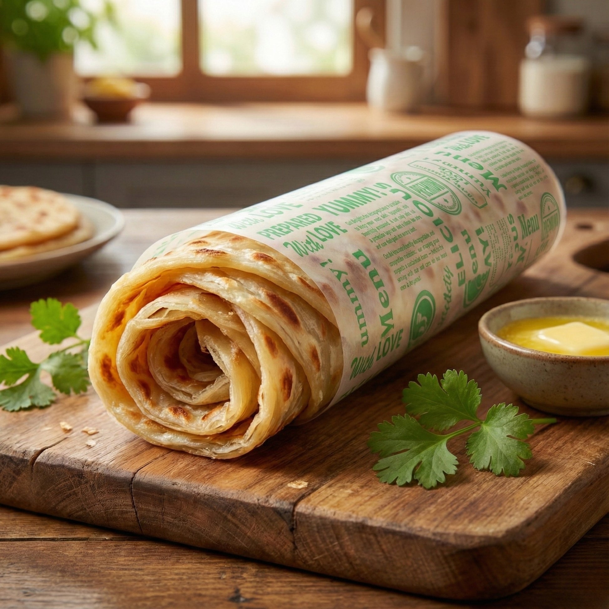 Gutdelights 1 Kilogram (1 KG) Nutri Wrap Food Wrapping Paper, Non-Sticky Butter Paper Roll for Roti Use as Parchment Paper OR Kitchen Roll Paper or roti clothes wrap