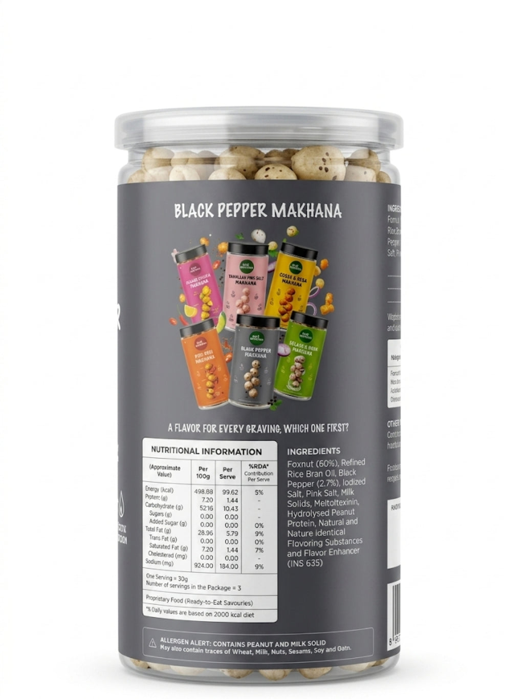GutDelights Black Pepper Roasted Makhana | Crunchy Fox Nuts | High Protein & Gluten-Free Snack | Healthy Anytime Munching